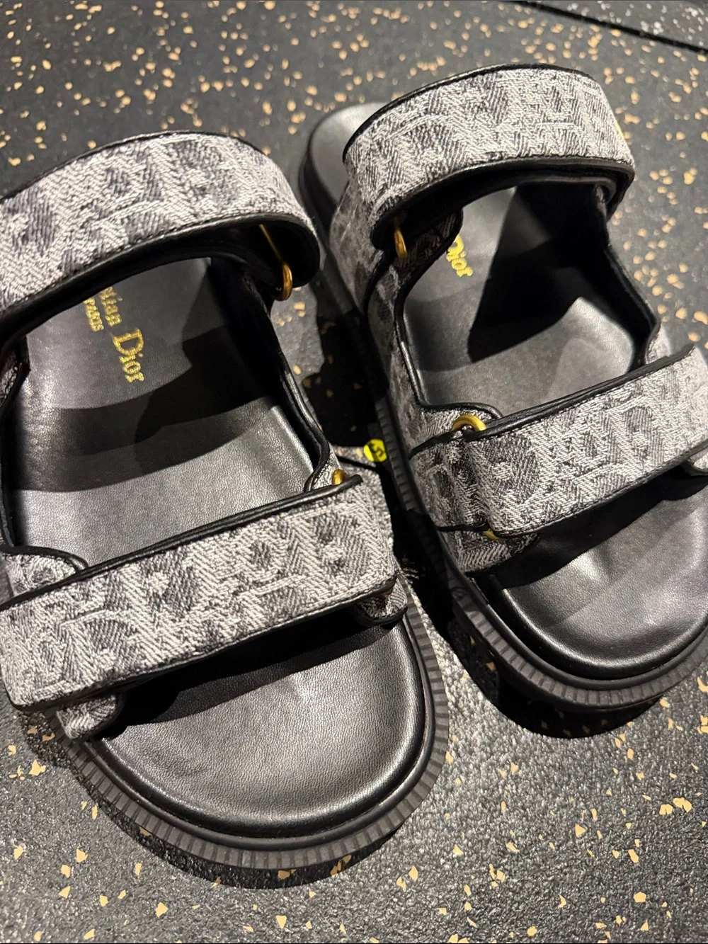 Grey Logo Jacquard Strap Sandals - Picture 1 of 3